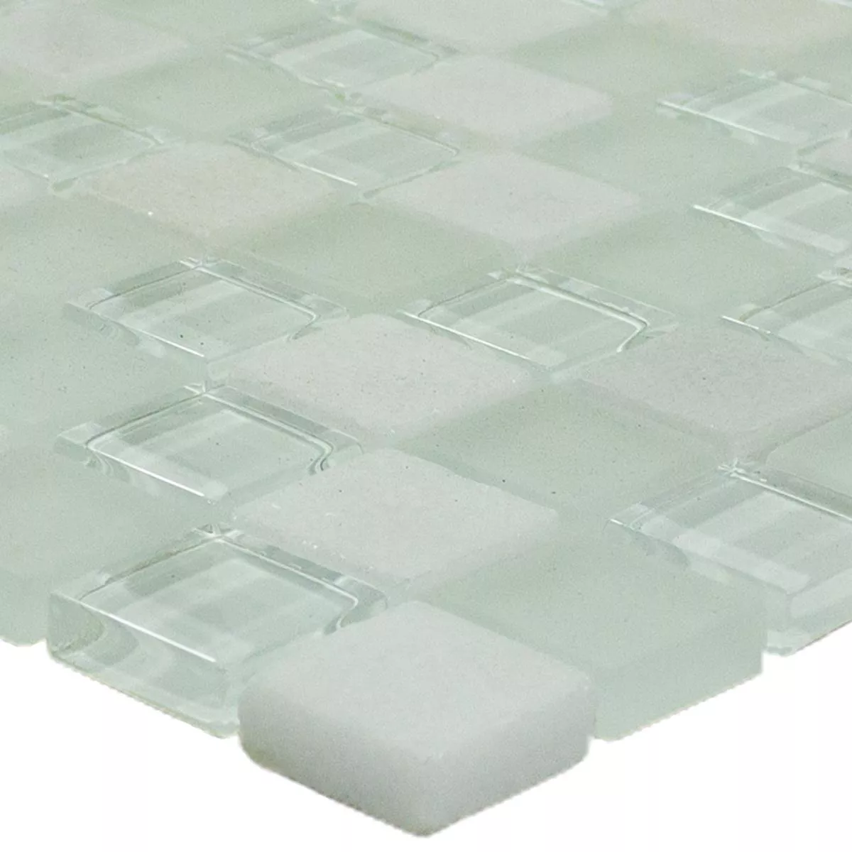 Glas Naturstein Mosaikfliese Sagura Weiß