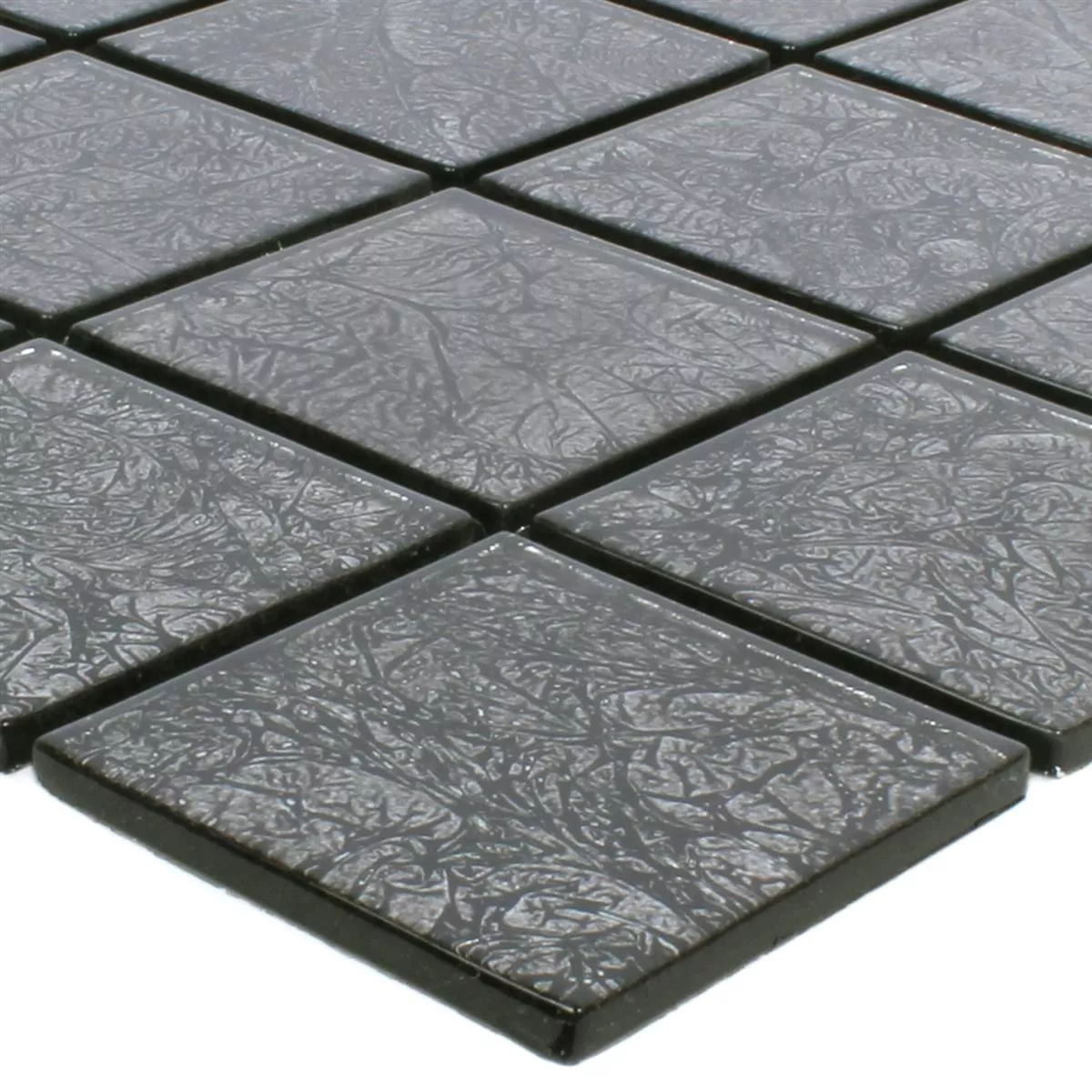 Mosaikfliesen Glas Kandila Schwarz 48x48x4mm
