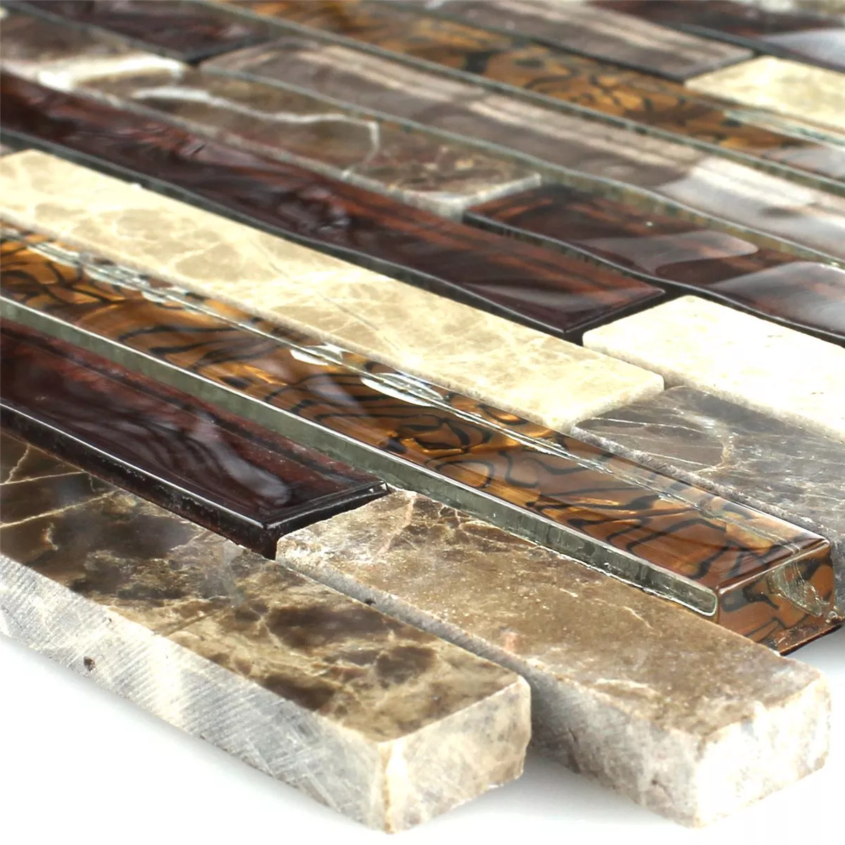 Mosaikfliesen Glas Marmor Braun Beige