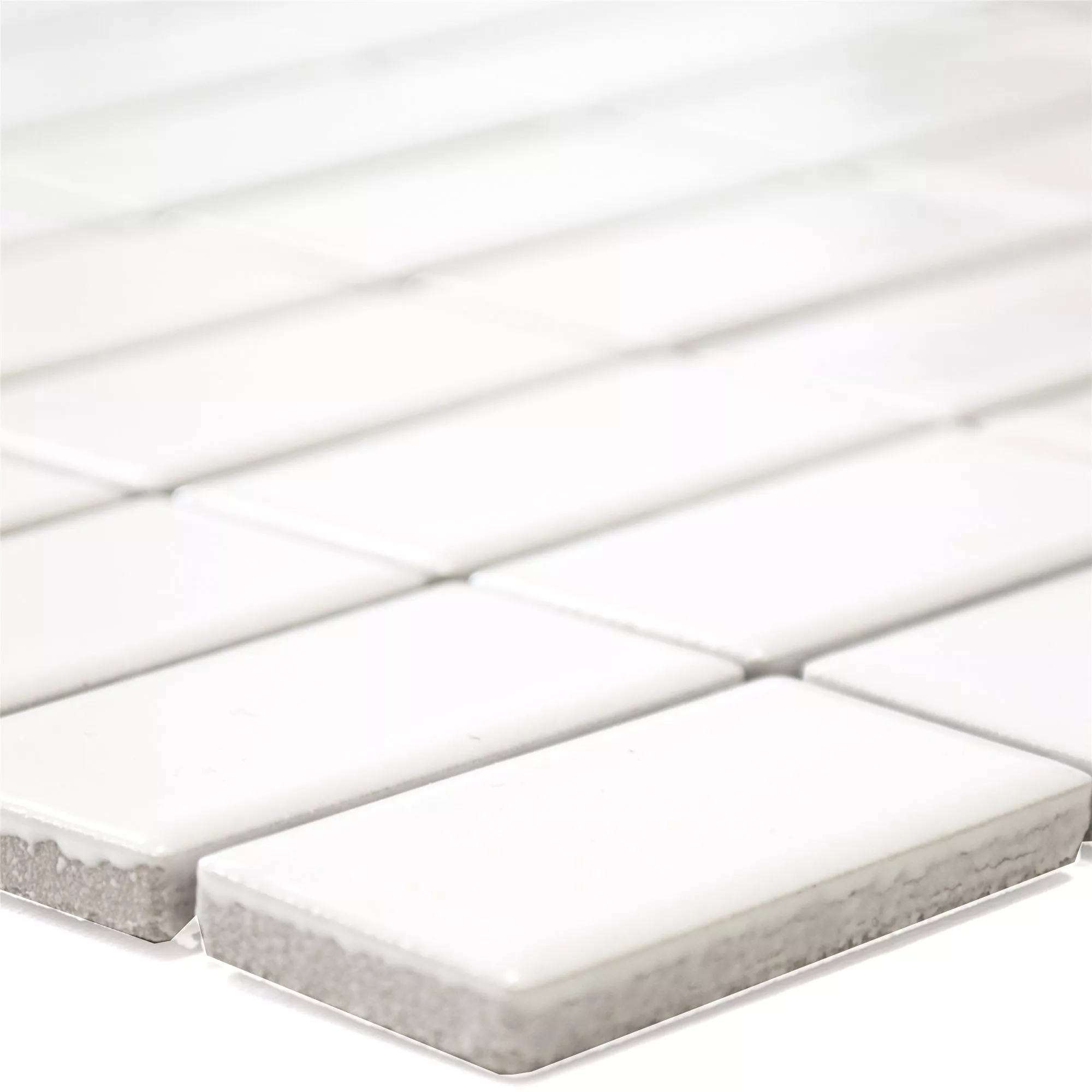 Keramik Mosaikfliesen Adrian Weiß Glänzend Rechteck