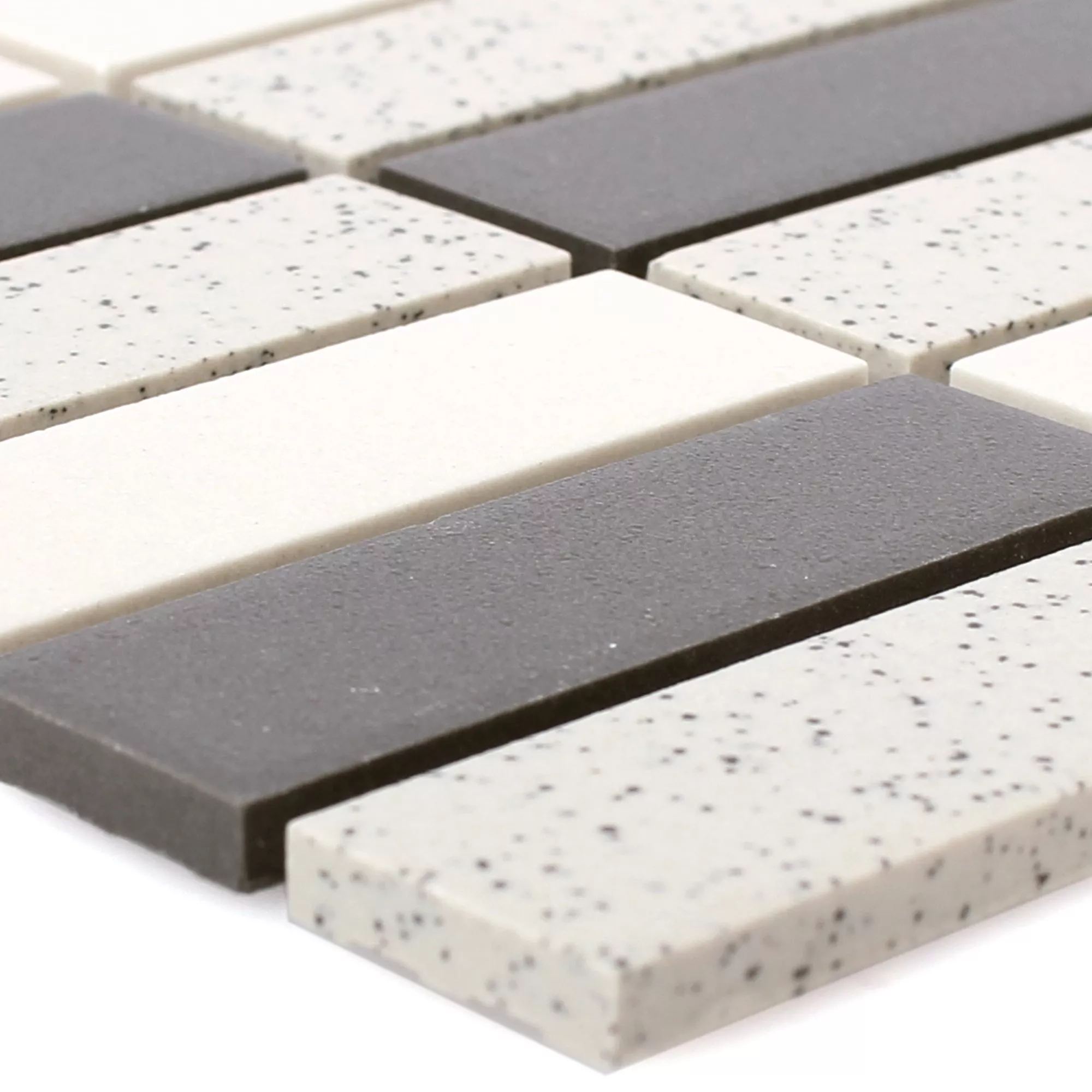 Keramik Mosaikfliesen Monforte Schwarz Grau Stäbchen