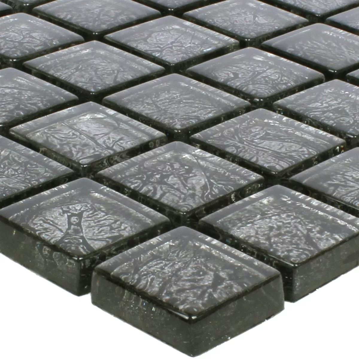 Mosaikfliesen Glas Kandila Schwarz 23x23x8mm
