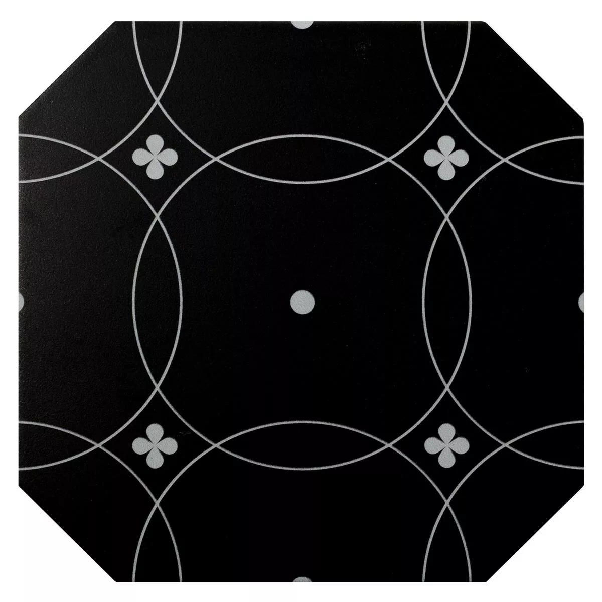 Feinsteinzeug Fliesen Genexia Schwarz Weiß Decor 1 Octagon 20x20cm