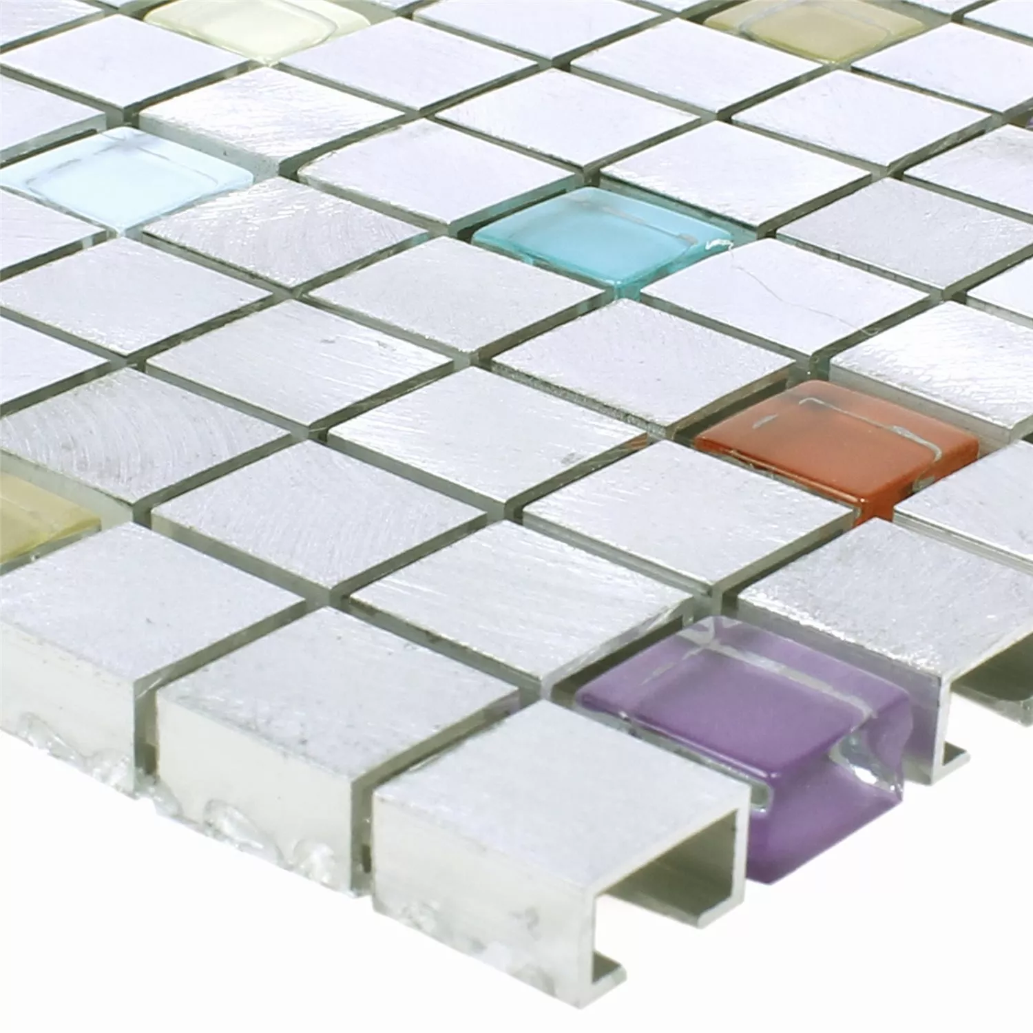 Mosaikfliesen Lissabon Aluminium Glas Mix Bunt