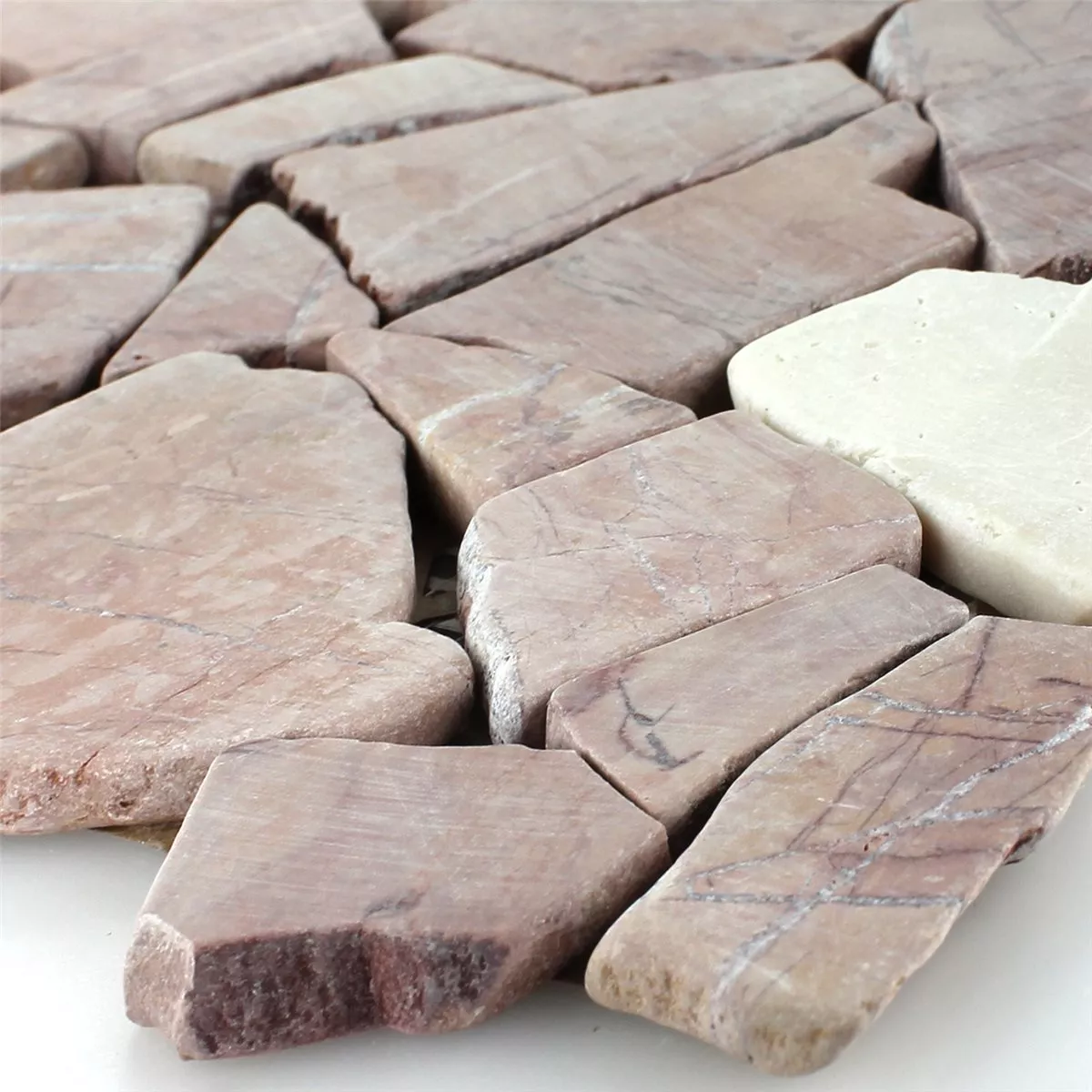 Mosaikfliesen Marmor Bruch Rosso Verona Cream