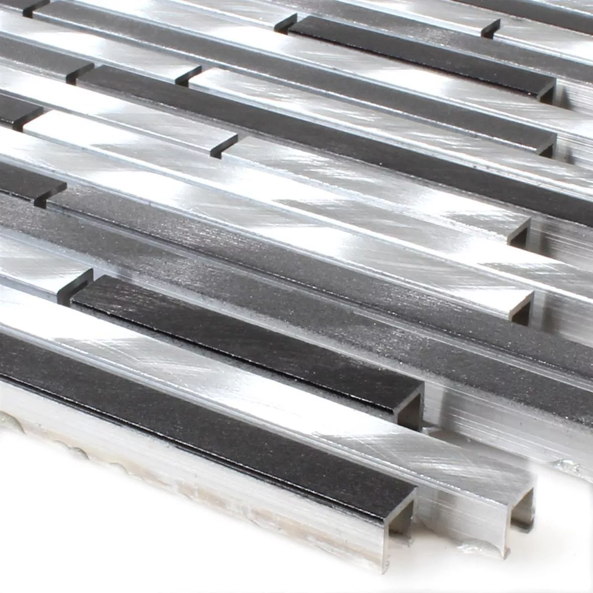 Metall Aluminium Mosaikfliesen Ordabay Schwarz Grau Verbund