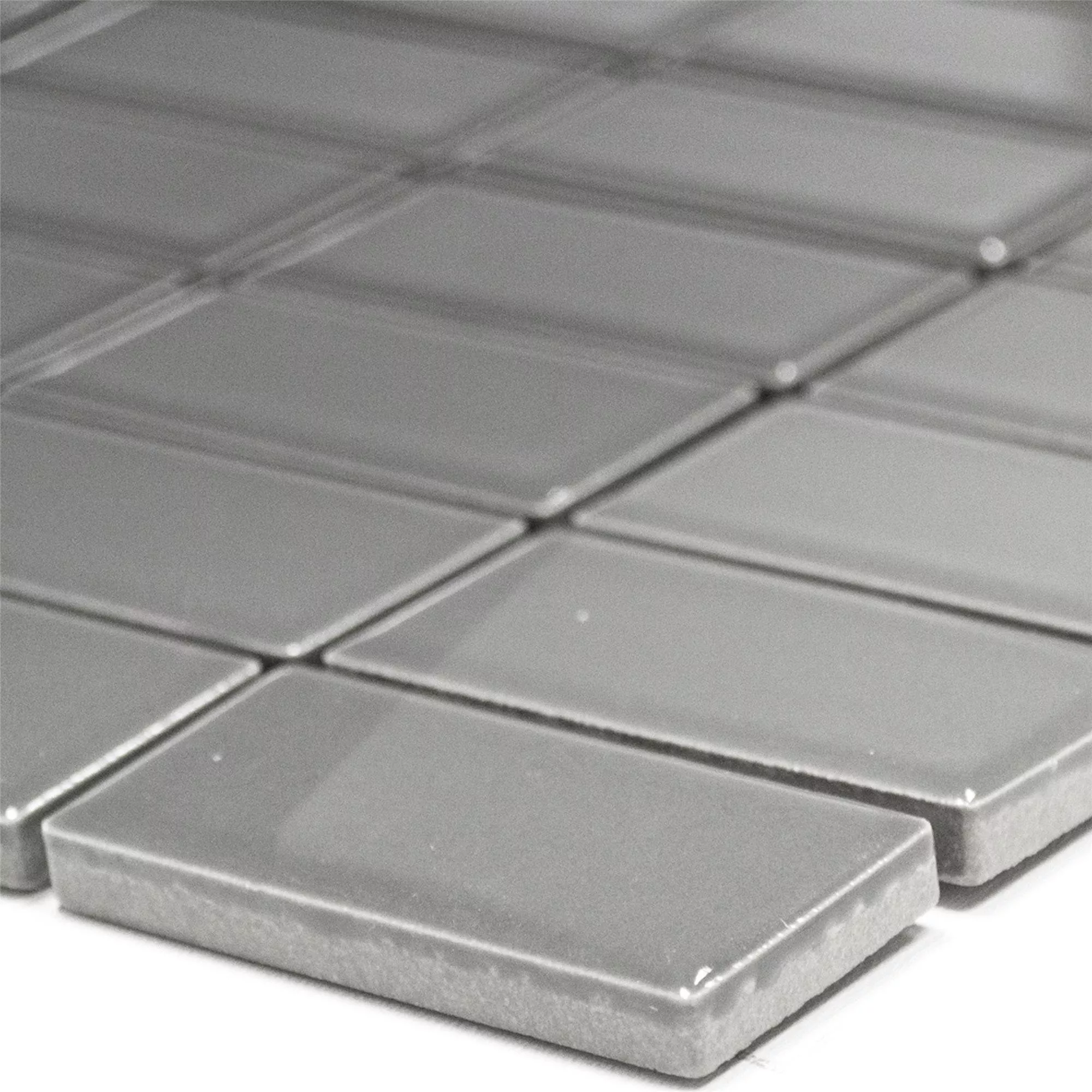 Keramik Mosaikfliesen Adrian Grau Glänzend Rechteck