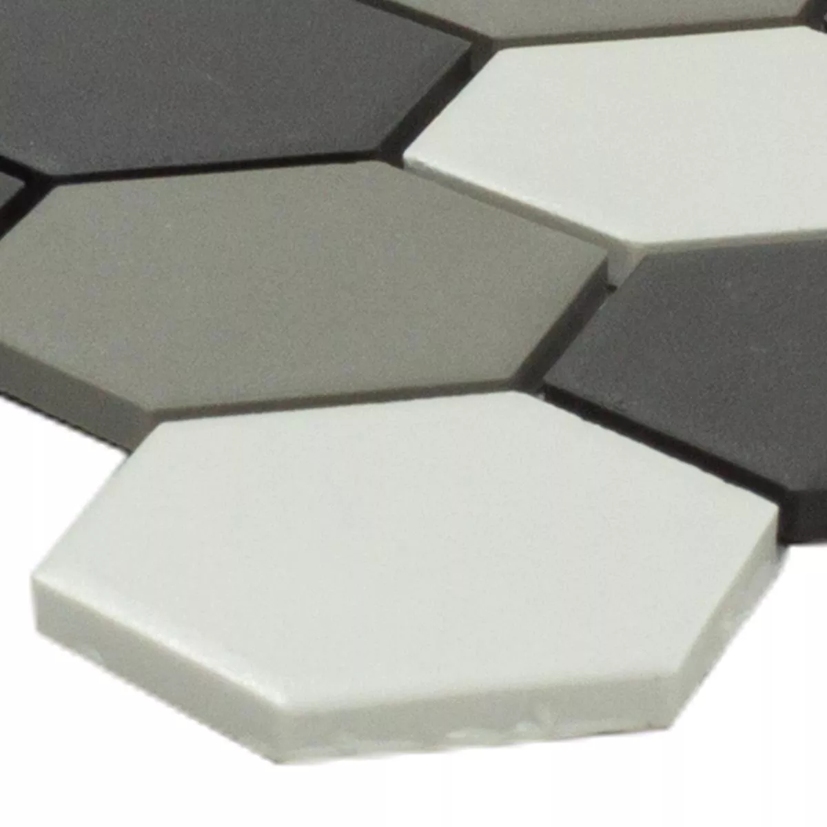 Keramik Mosaikfliese Hexagon Bern Schwarz Weiss