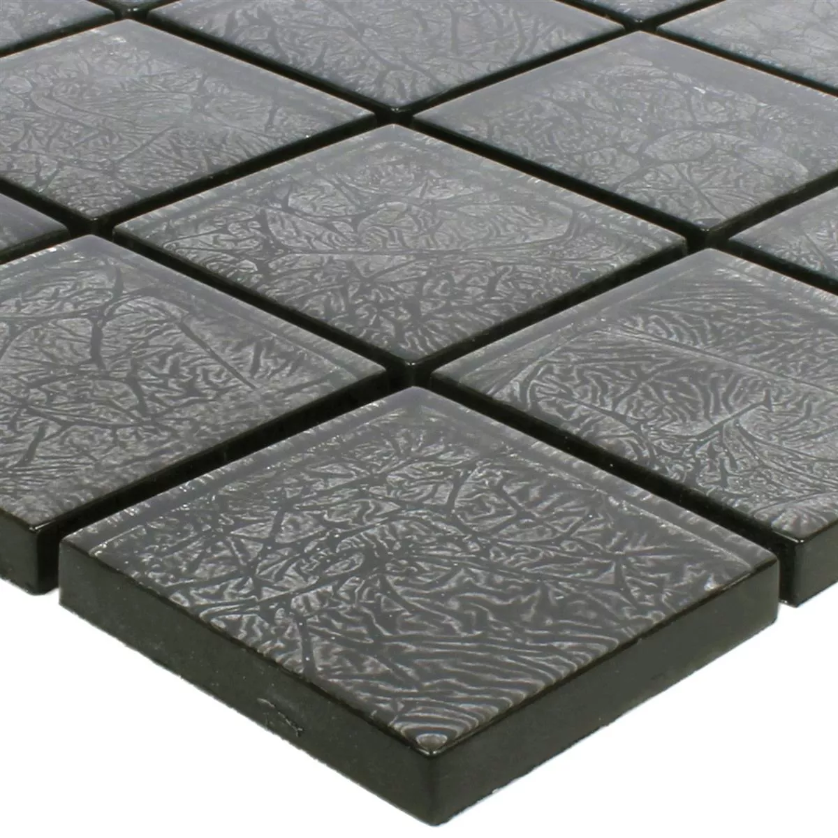 Mosaikfliesen Glas Kandila Schwarz 48x48x8mm