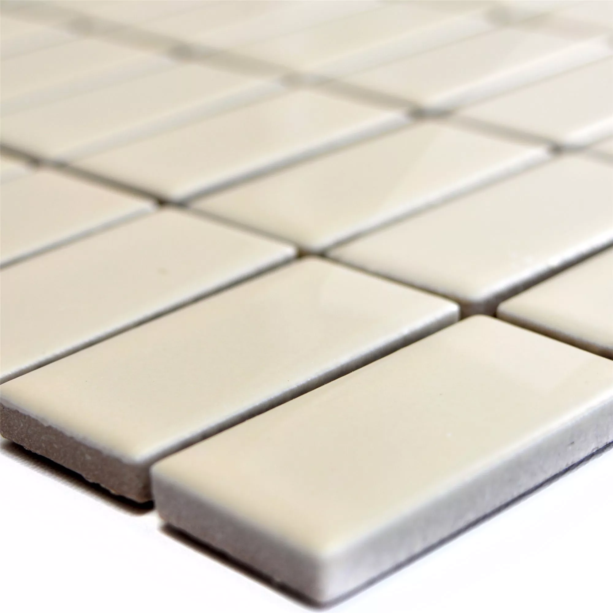 Keramik Mosaikfliesen Adrian Beige Glänzend Rechteck
