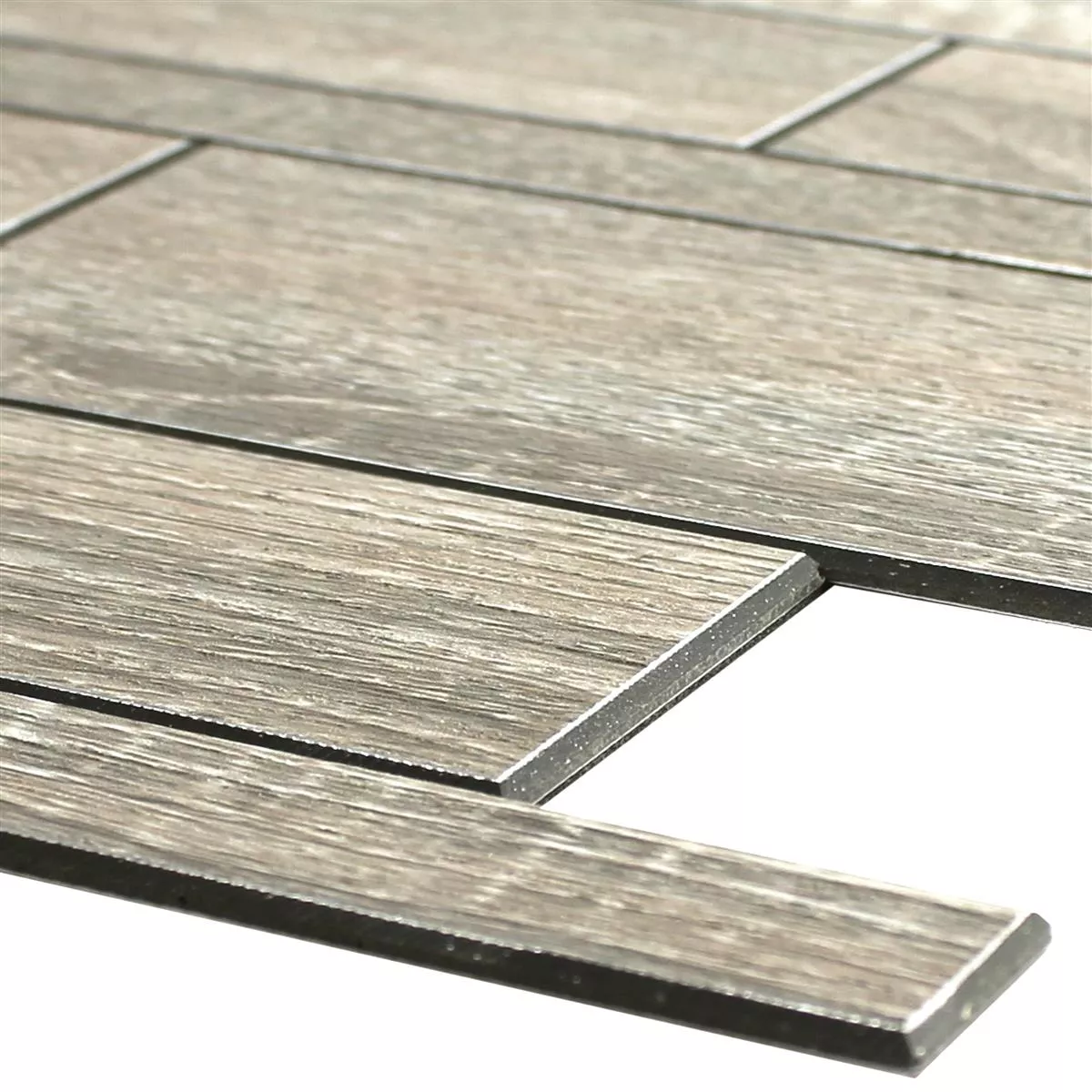 Holzoptik Mosaikfliesen Richland Selbstklebend Grau