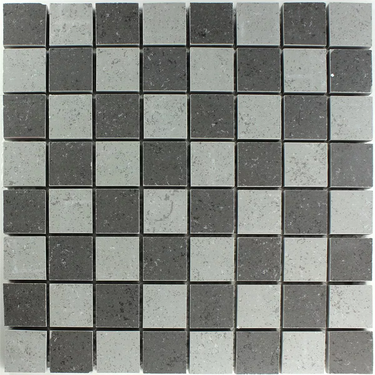 Keramik Mosaikfliesen Bombay Schachbrett Grau Anthrazit