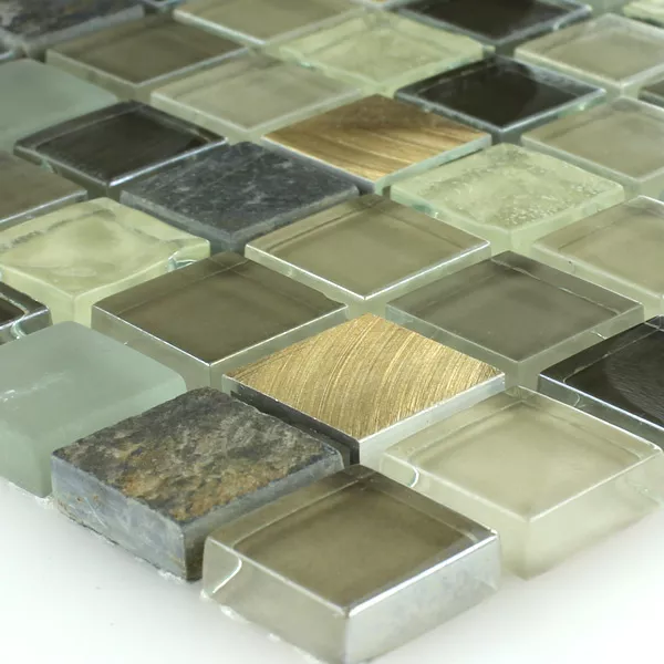 Alu-Mosaik Glasmosaik Naturstein Quarzit Mosaik Fliesen