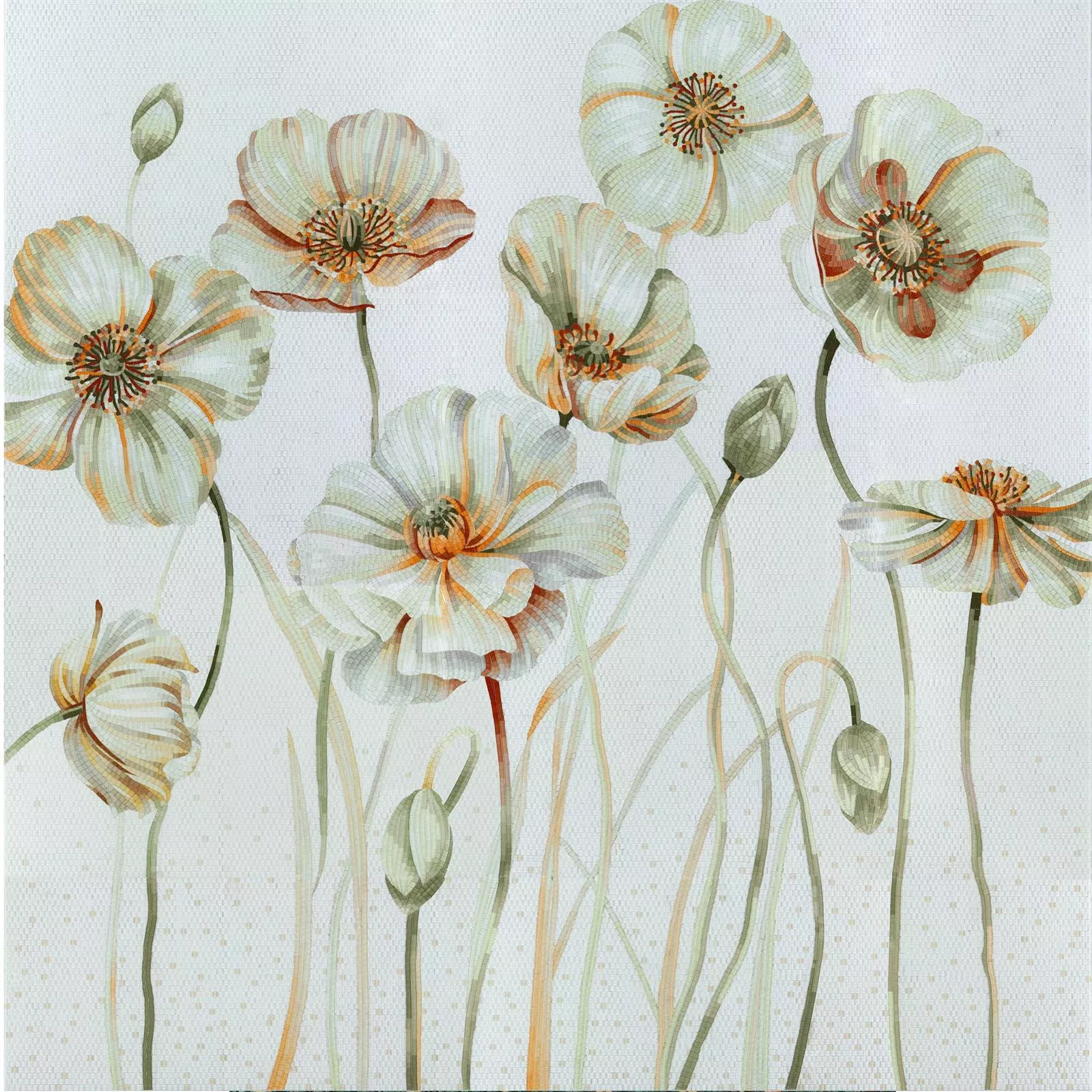 Glas Mosaik Bild White Poppy 310x300cm