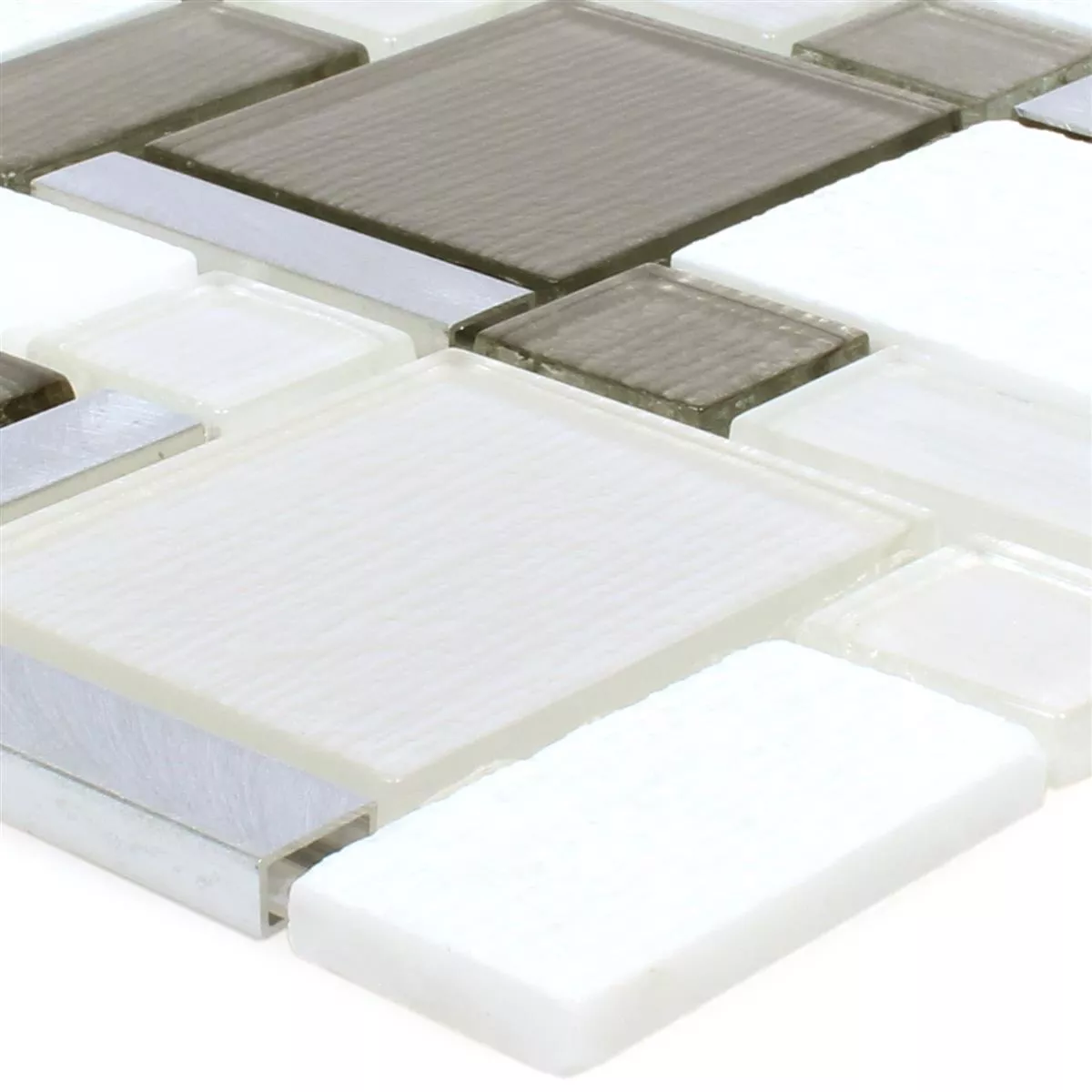 Mosaikfliesen Material Mix Echo Weiss Beige