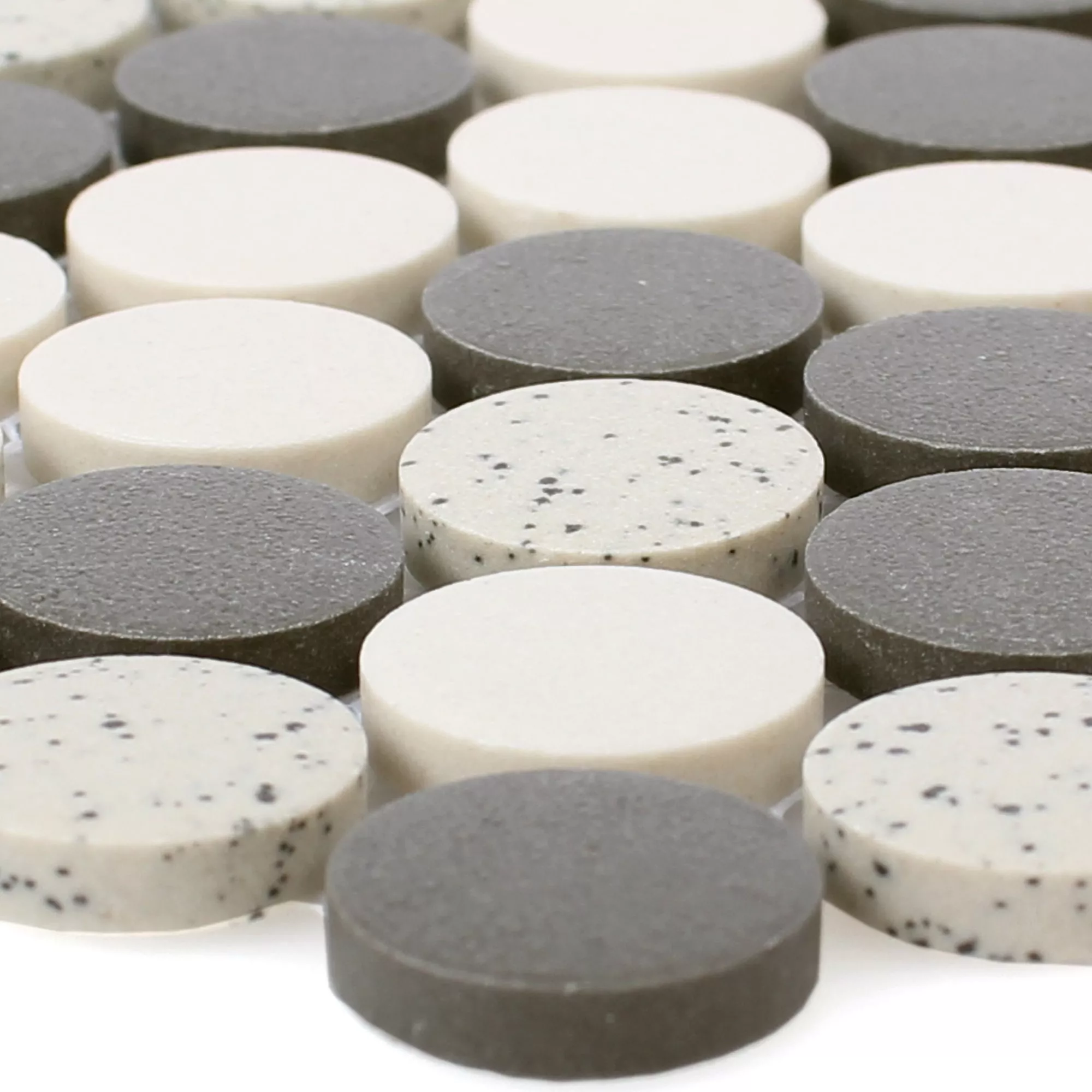 Keramik Mosaikfliesen Monforte Schwarz Grau Knopf