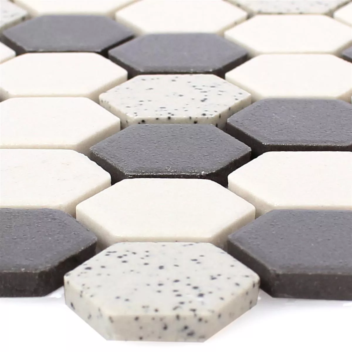 Keramik Mosaikfliesen Monforte Hexagon Schwarz Grau