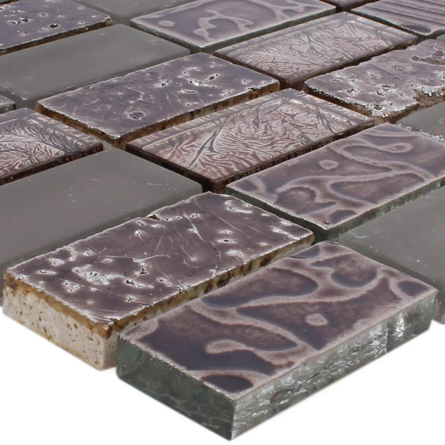 Mosaikfliesen Glas Naturstein Piroshka Braun
