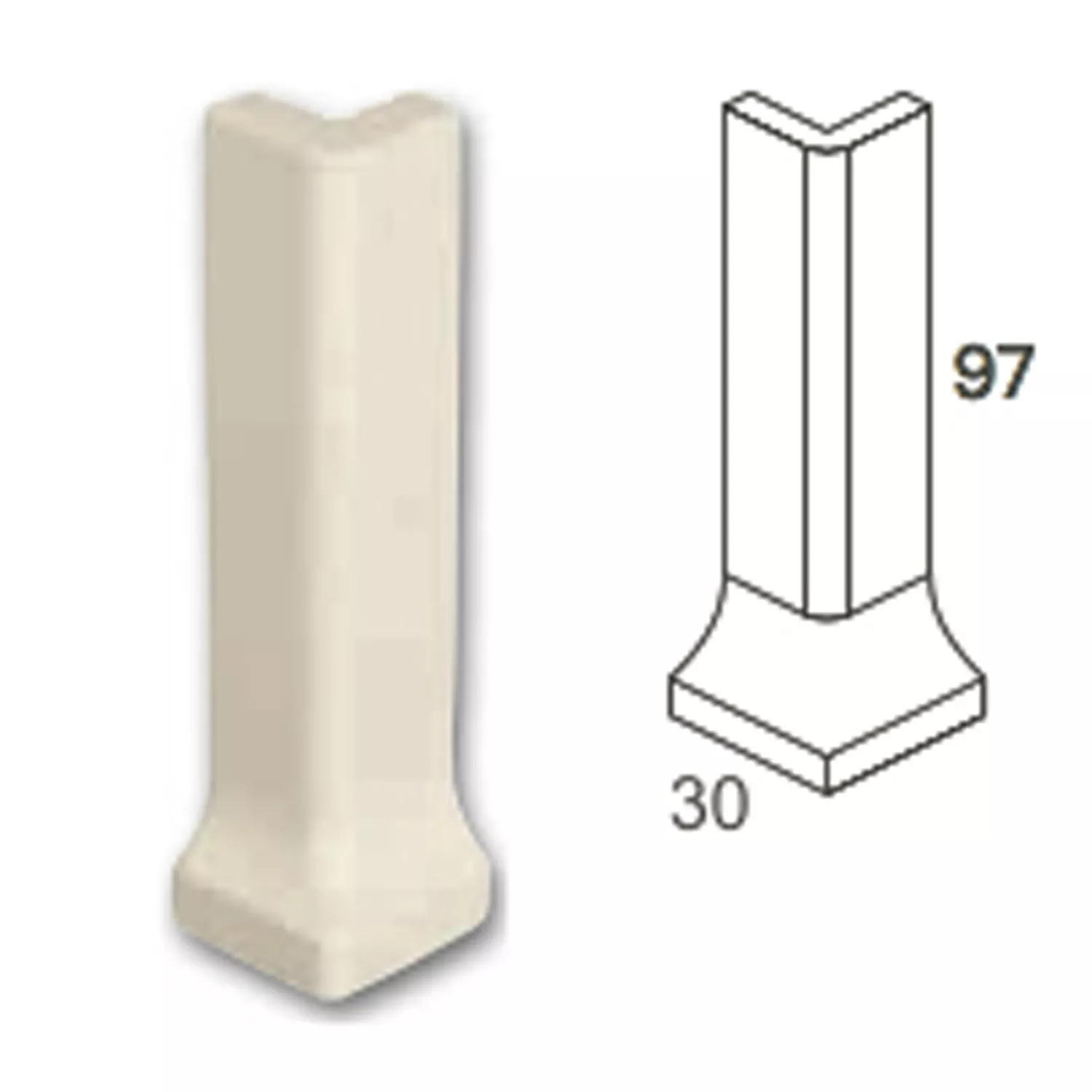 Aussenecke Feinkorn Fliese Creme 10x3cm