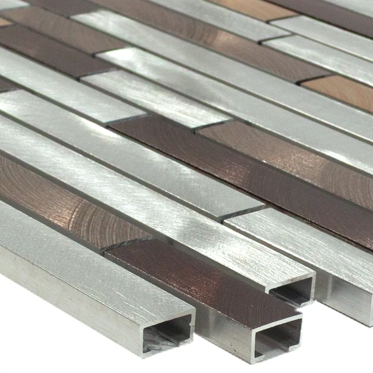 Aluminium Metall Mosaikfliesen Caramella Braun Silber