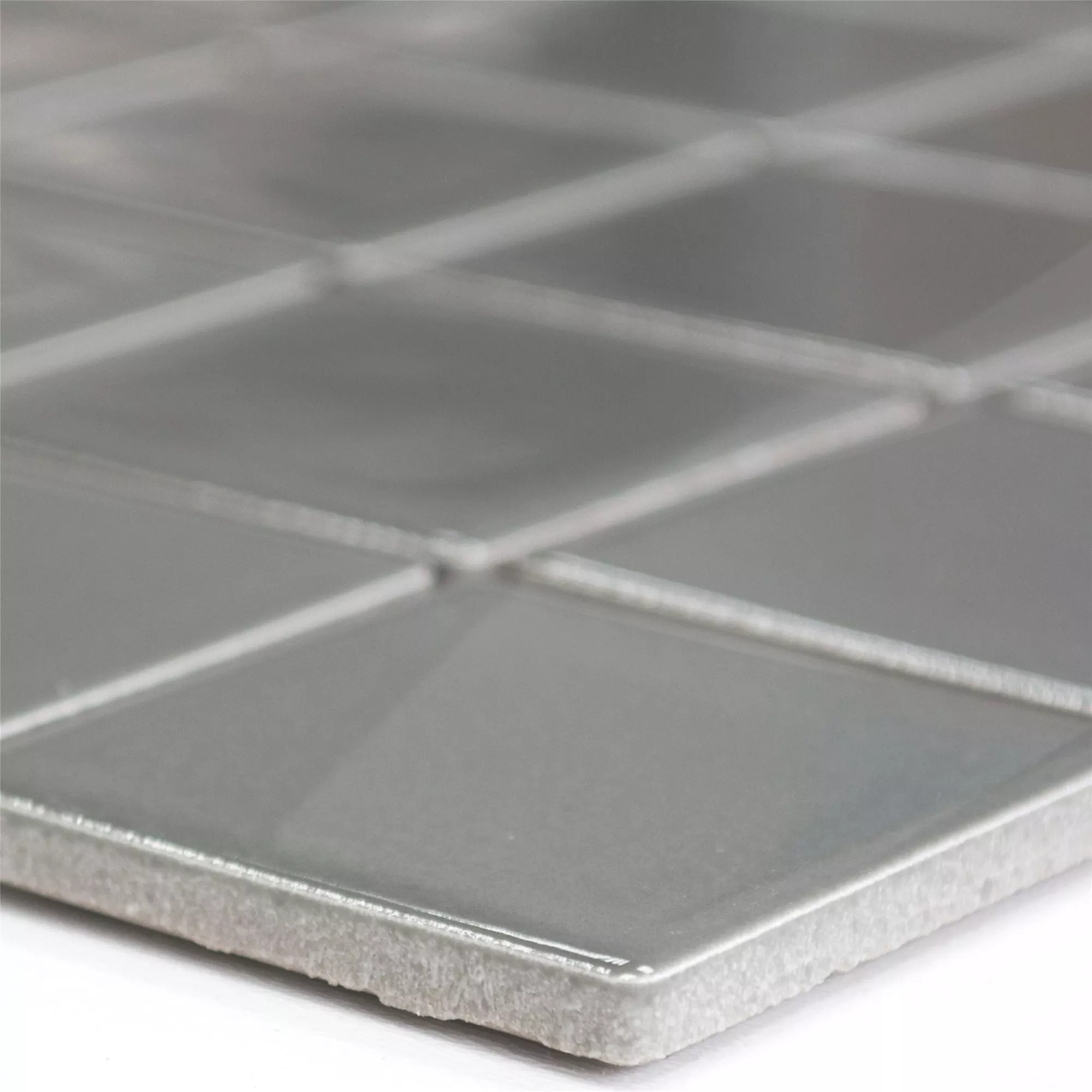 Keramik Mosaikfliesen Adrian Grau Glänzend Quadrat 48