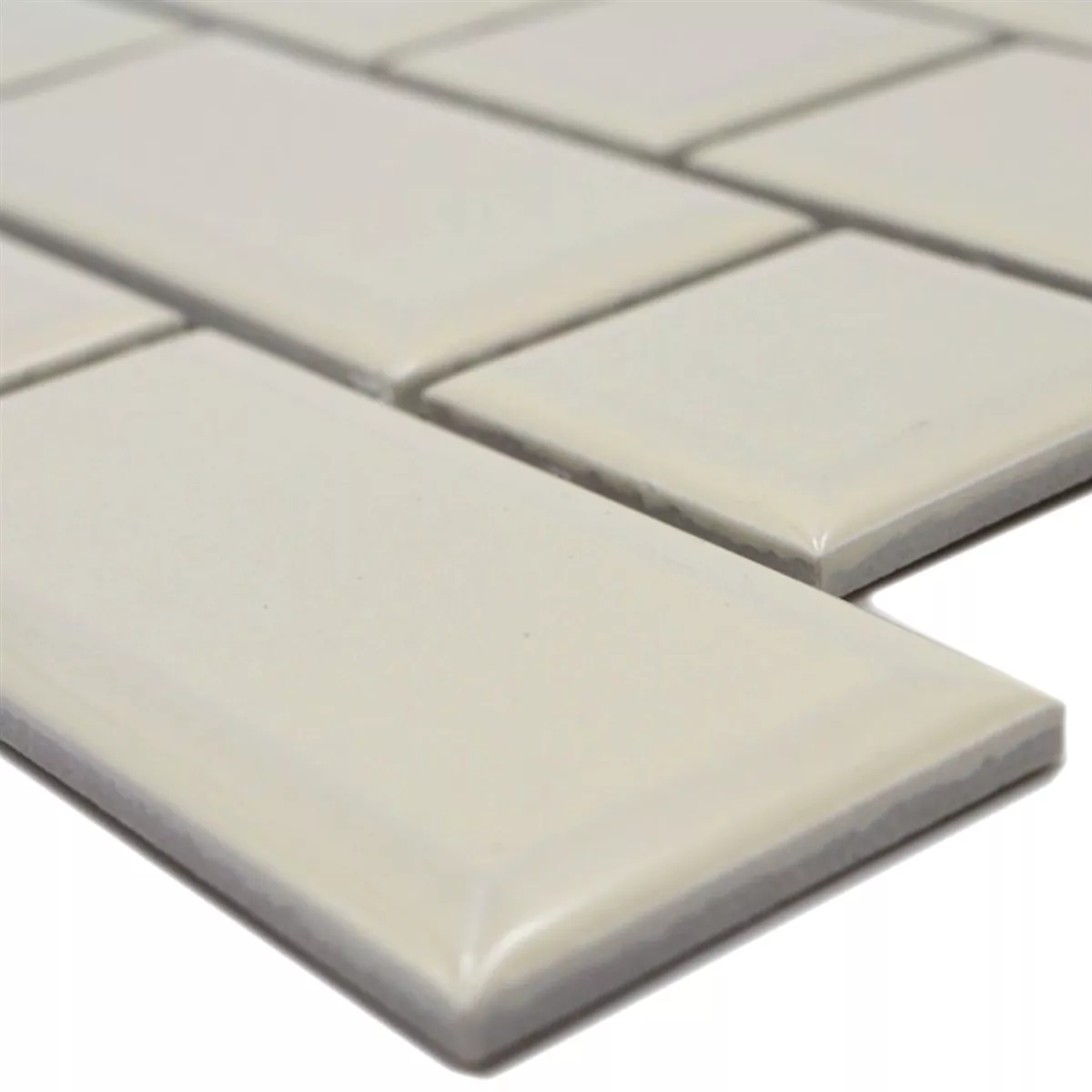 Keramikmosaik Fliesen Indra Metro Facette Elfenbein