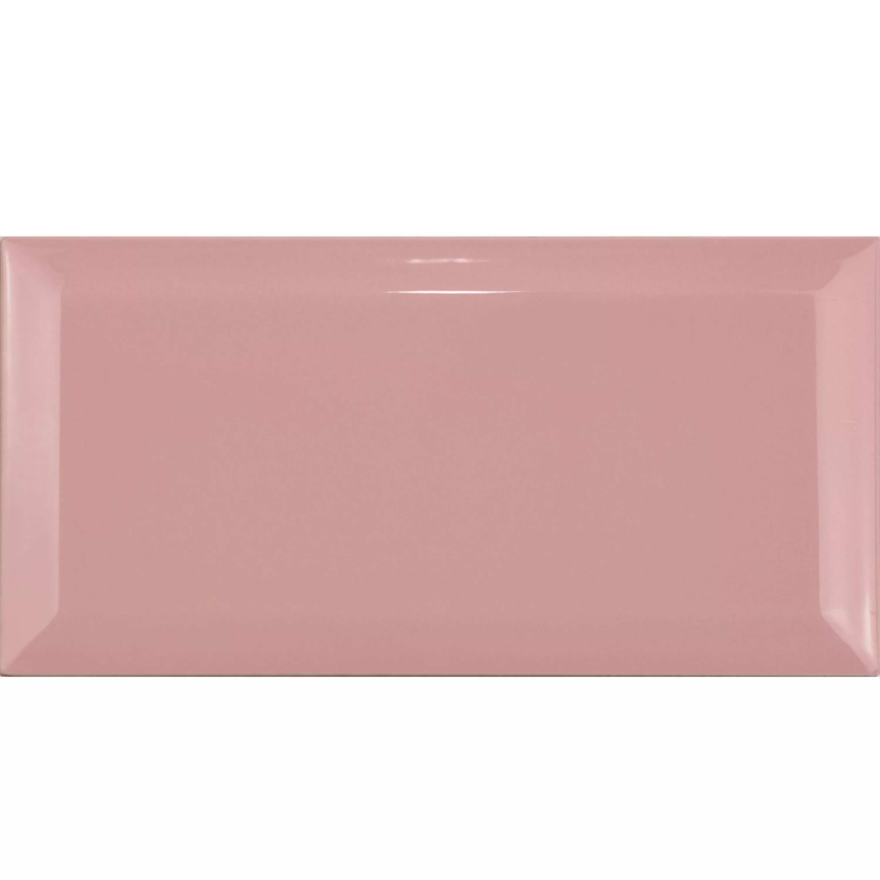Muster Metro Wandfliesen Brussel Facette 10x20x0,7cm Rosa Palo
