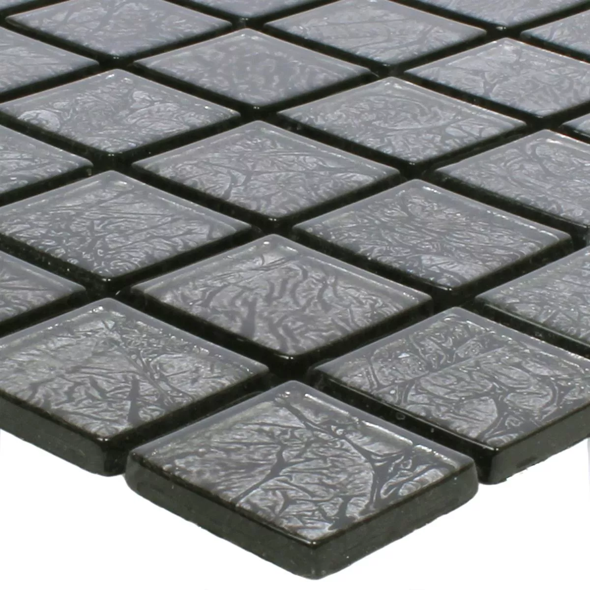 Mosaikfliesen Glas Kandila Schwarz 23x23x4mm
